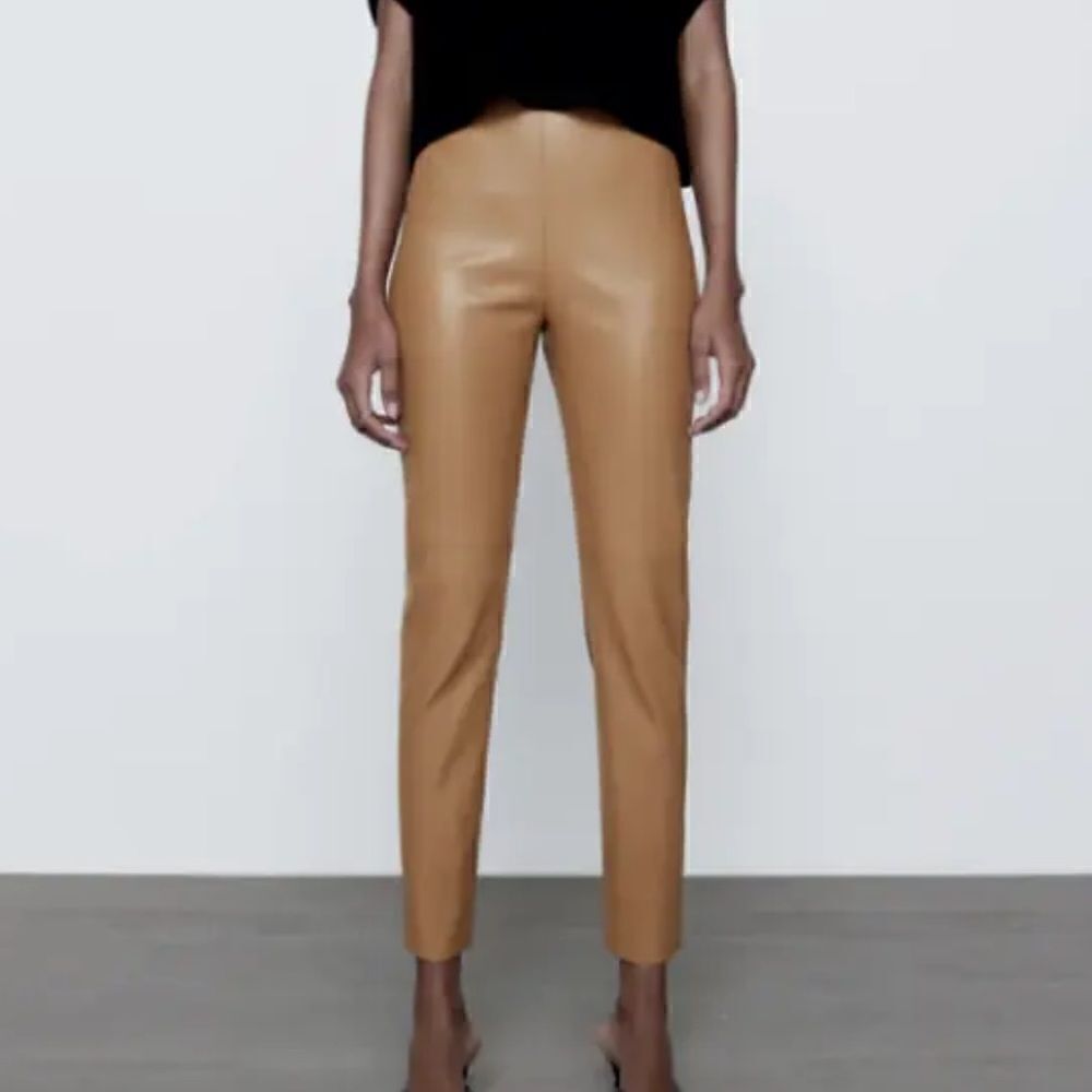 ZARA WOMAN FAUX LEATHER HIGH-WAISTED LEGGINGS PANTS size small